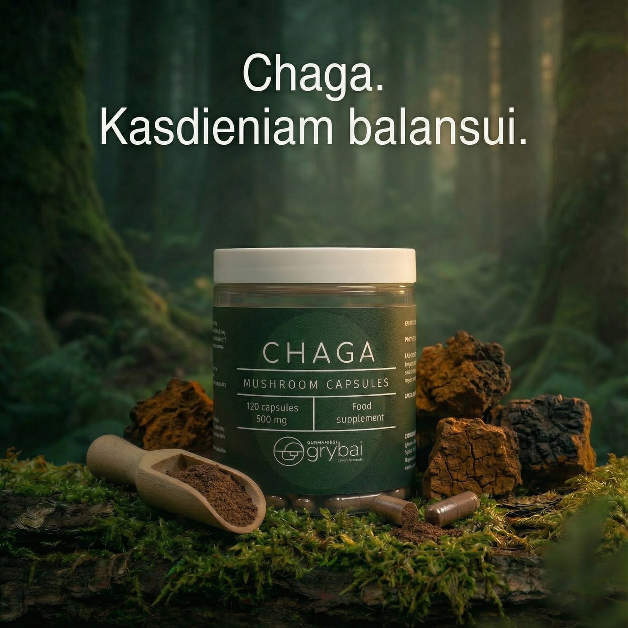 Chaga-miltelių-kapsulės