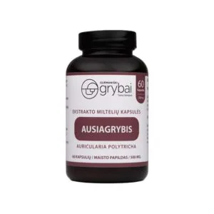 Ausiagrybio grybų ekstrakto miltelių kapsulės (Lt. Ausiagrybis / Lot. Auricularia polytricha) - Maisto papildas