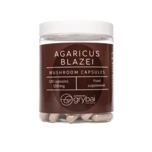 Braziliškojo agariko miltelių kapsulės (Lt. Braziliškasis agarikas / Lot. Agaricus blazei) - Maisto papildas