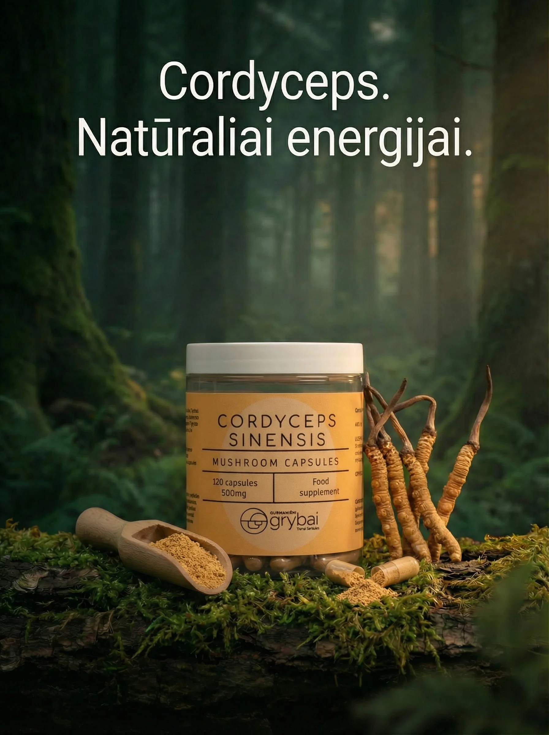 Cordyceps miltelių kapsulės