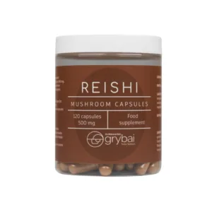 Reishi grybų miltelių kapsulės 120 kap. - 60 g. - Maisto papildas