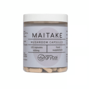 Maitake grybų miltelių kapsulės (Lt. Kuokštinis sėdis / Lot. Grifola frondosa) - Maisto papildas