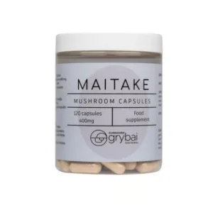 Maitake grybų miltelių kapsulės (Lt. Kuokštinis sėdis / Lot. Grifola frondosa) - Maisto papildas
