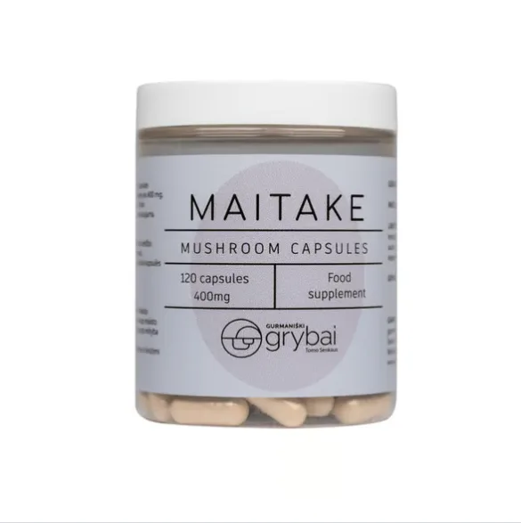 Maitake grybų miltelių kapsulės (Lt. Kuokštinis sėdis / Lot. Grifola frondosa) - Maisto papildas
